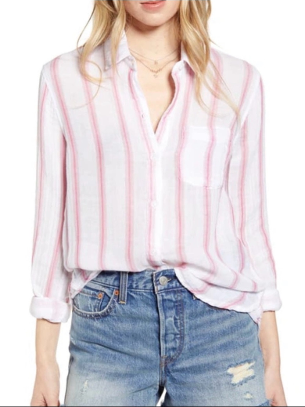 RAILS Reagan Striped Button-down Cotton Shirt Tulip Stripe